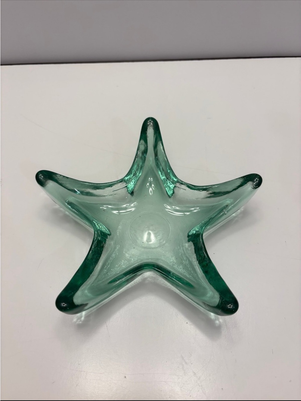 Green glass hand-blown starfish trinket dish